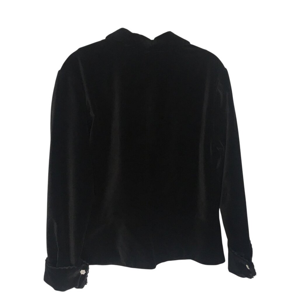 Black Velvet Blazer Rhinestone Buttons Jacket Womens XL - Picture 11 of 16
